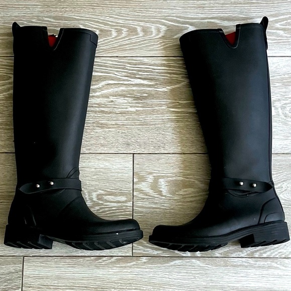 rag & bone Shoes - Women’s Rag & Bone Black Rubber MOTO Rain Boots, Side Zip, Ankle Strap, Size 35